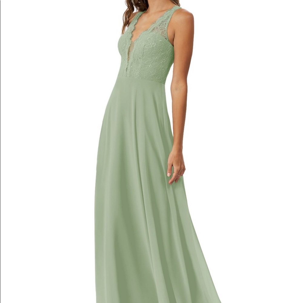 Like New Azazie Darlene Bridesmaid Dress-Dusty Sage-Size 8